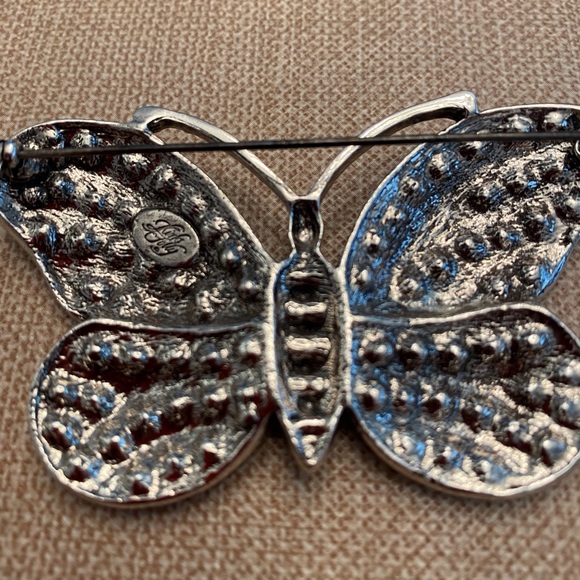 Kirks Folly Crystal Butterfly Brooch Signed - Picture 3 of 6